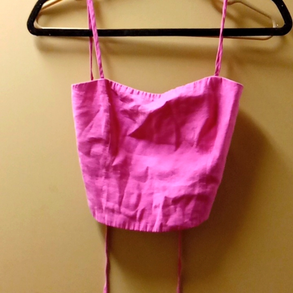 Zara backless barbie crop top pink